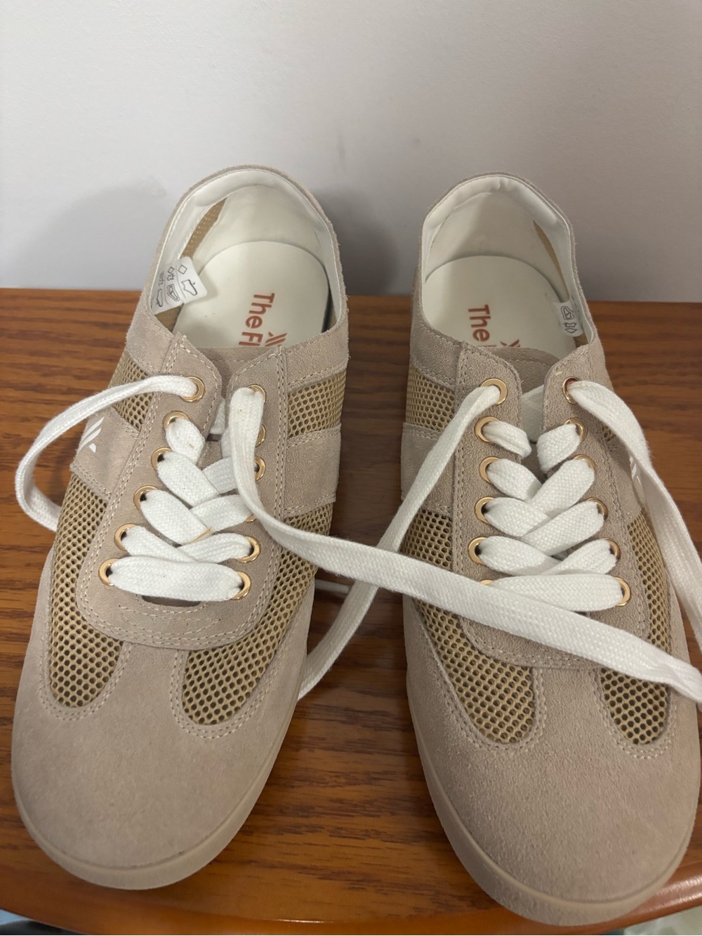 THE FLEXX Women's Beige Mesh & Suede Sneakers